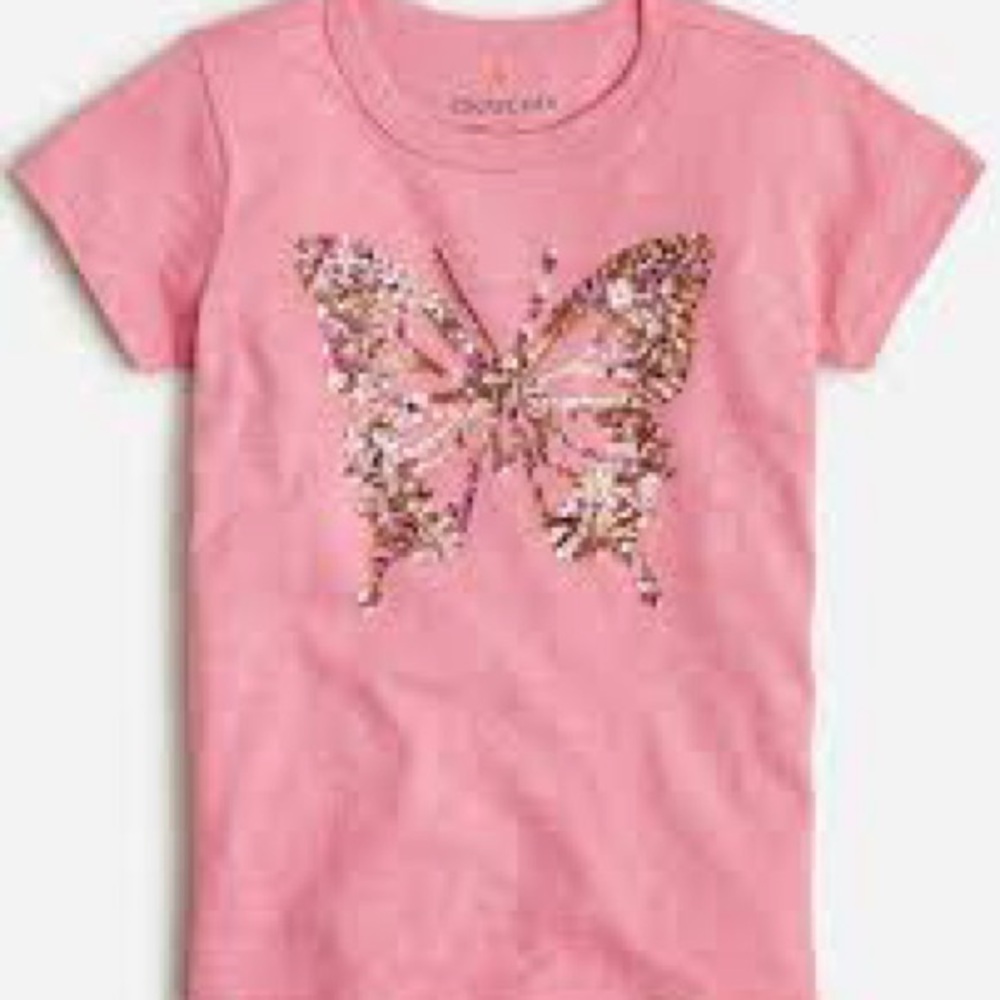 J.Crew Crewcuts Pink Sequin Butterfly Tee S
